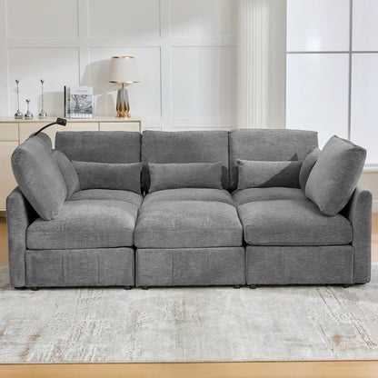 Modern modular U-shaped gray fabric sofa bed two-piece set by Unique Piece Furniture on Tampa Home & Garden Store