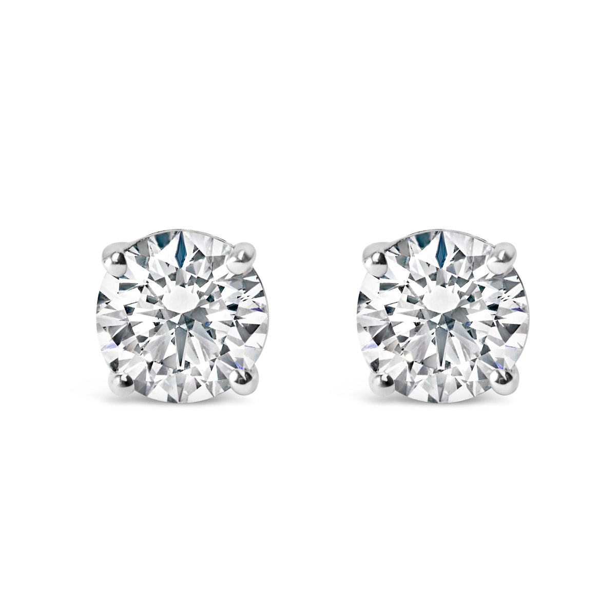 Stud earrings .925 silver, 1.0 cttw lab-grown round diamond, 4-prong, F-G VS2-SI1, Bids.com on Tampa Home & Garden Store