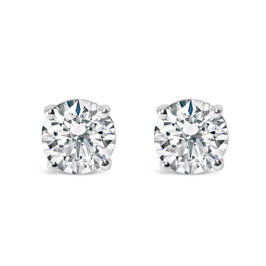 Stud earrings .925 silver, 1.0 cttw lab-grown round diamond, 4-prong, F-G VS2-SI1, Bids.com on Tampa Home & Garden Store