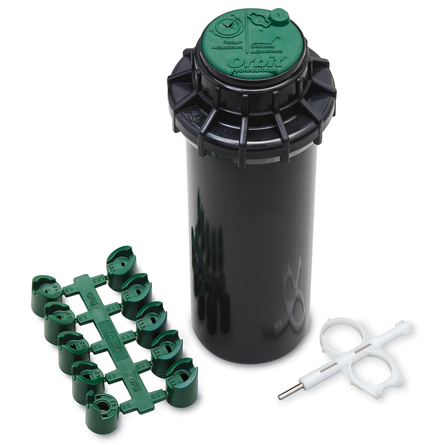Voyager II gear-drive sprinkler head green top black body Orbit Irrigation sprinkler system on Tampa Home & Garden Store