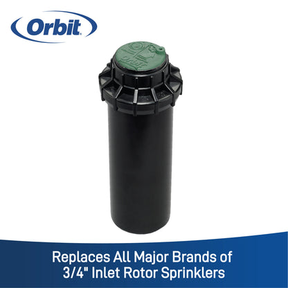 Voyager II gear-drive rotor sprinkler head, Orbit brand, black body with green cap on Tampa Home & Garden Store