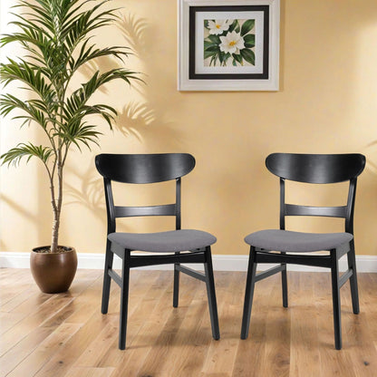 Modern dining chair with upholstered dark gray seat and wood frame, set of 2 on Tampa Home & Garden Store