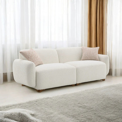 Darius Boucle Sofa with 2 Toss Pillows beige by Unique Piece Furniture, stationary sofa on Tampa Home & Garden Store