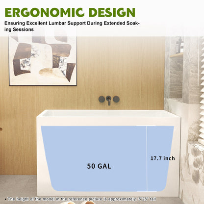 Modern glossy white freestanding acrylic bathtub with wall faucet, 50 gal capacity on Tampa Home & Garden Store