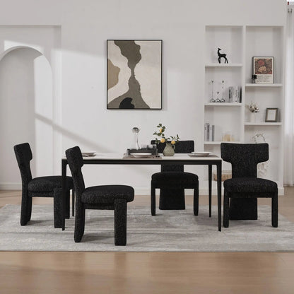 Armless curved-back dining chairs in black fabric, six-chair set by Unique Piece Furniture on Tampa Home & Garden Store