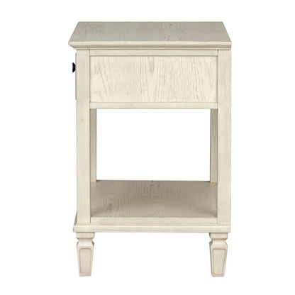 Bedside table with drawer and shelf in solid wood, whitewashed finish by HouseOfZazla on Tampa Home & Garden Store