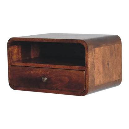 Curved Upper Slot Floating Nightstand with Drawer