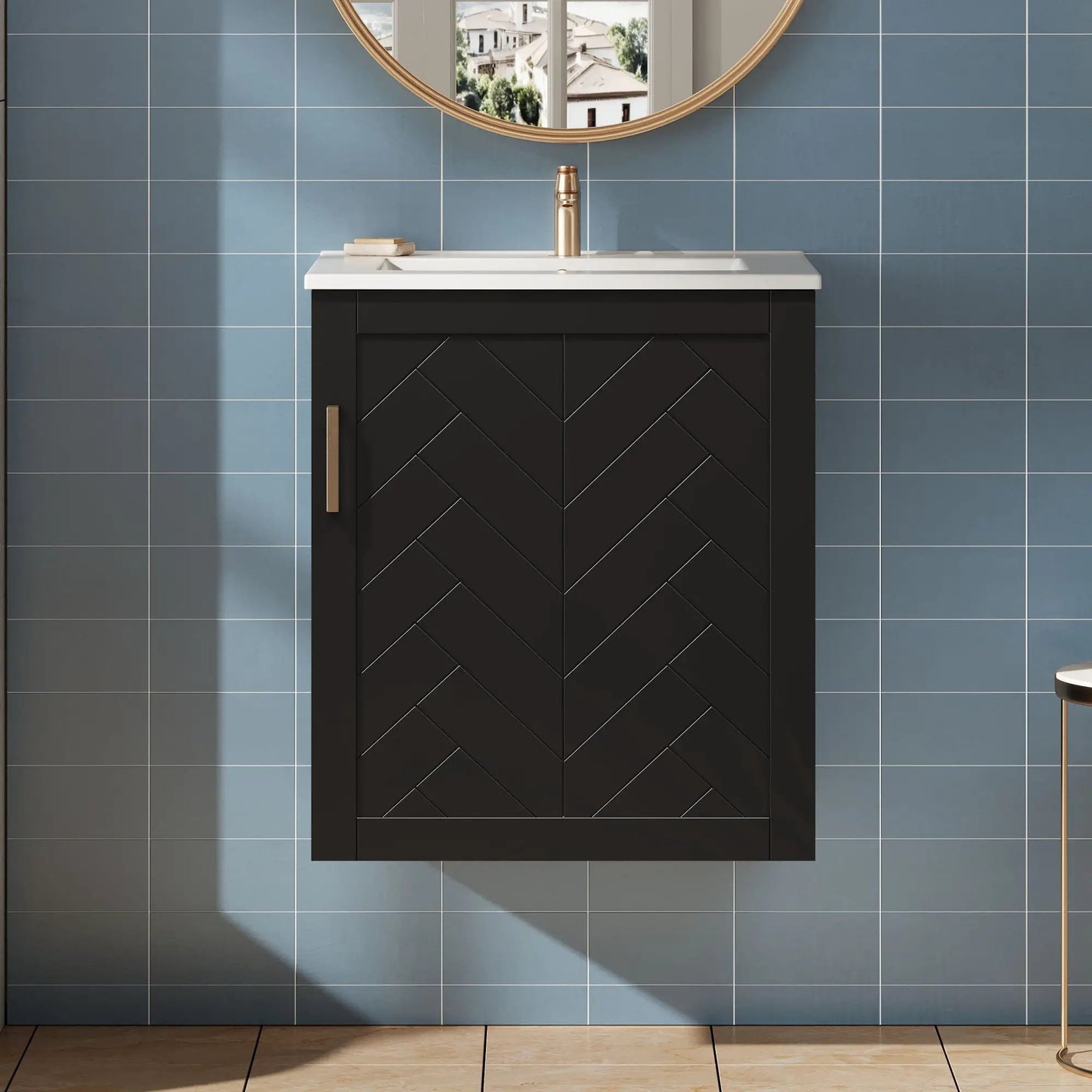 Modern Wall Mount Bath Cabinet With Side Shelf