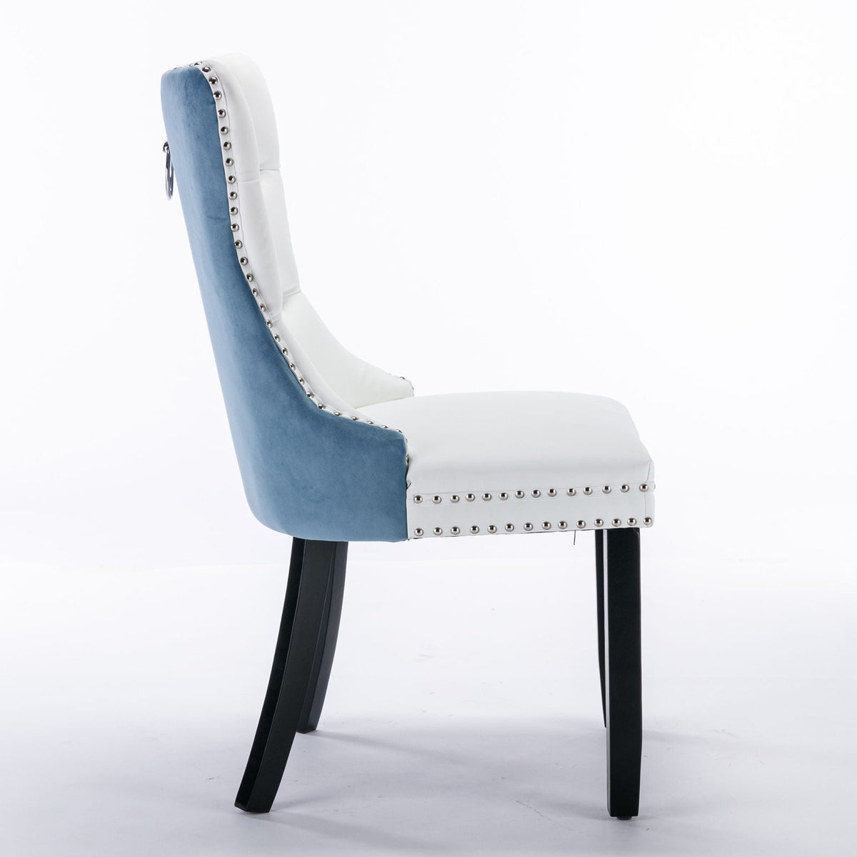Nikki Modern Upholstered Dining Chair Set of 2, white and blue with nailhead trim HouseOfZazla on Tampa Home & Garden Store