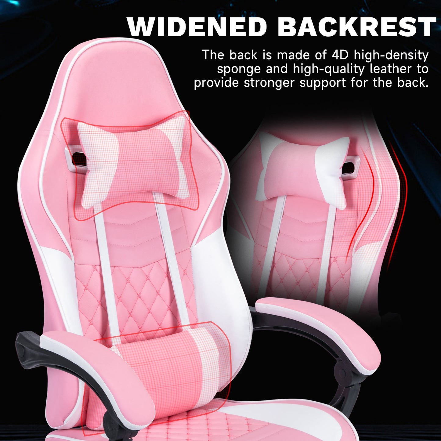 Pink ergonomic video gamer chair with massage lumbar support 2 chairs by HouseOfZazla on Tampa Home & Garden Store