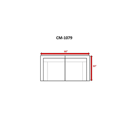 Modern Patio Wicker Loveseat CM-1079 diagram showing 66in wide by 33in tall with cushions on Tampa Home & Garden Store