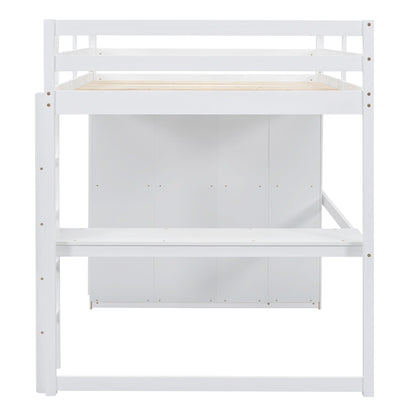 Loft bed white with built-in wardrobe, shelves and drawers by HouseOfZazla on Tampa Home & Garden Store