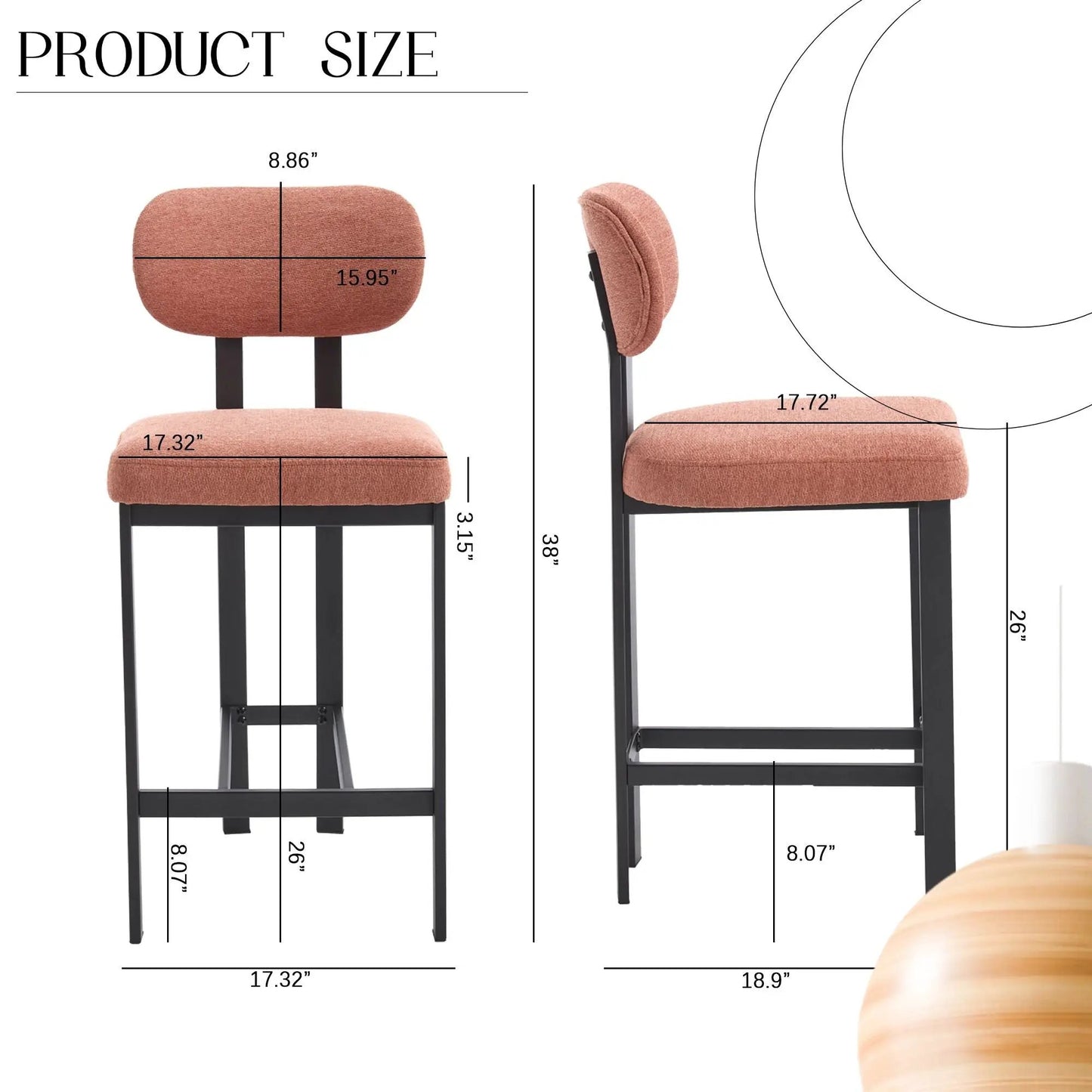 Modern Counter Height Stools Set of 2 Cushions