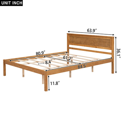 Strong Espresso Wood Platform Bed and Headboard