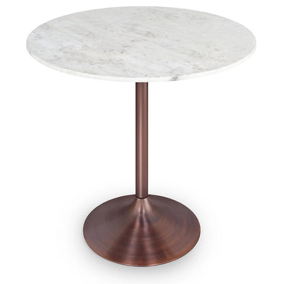Osborne Dining Table with white marble top and copper bronze pedestal base on Tampa Home & Garden Store