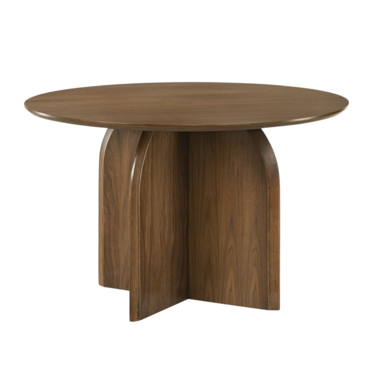 Delmon Round Dining Table with Fixed Top - Dark Walnut, round wood table with pedestal base on Tampa Home & Garden Store