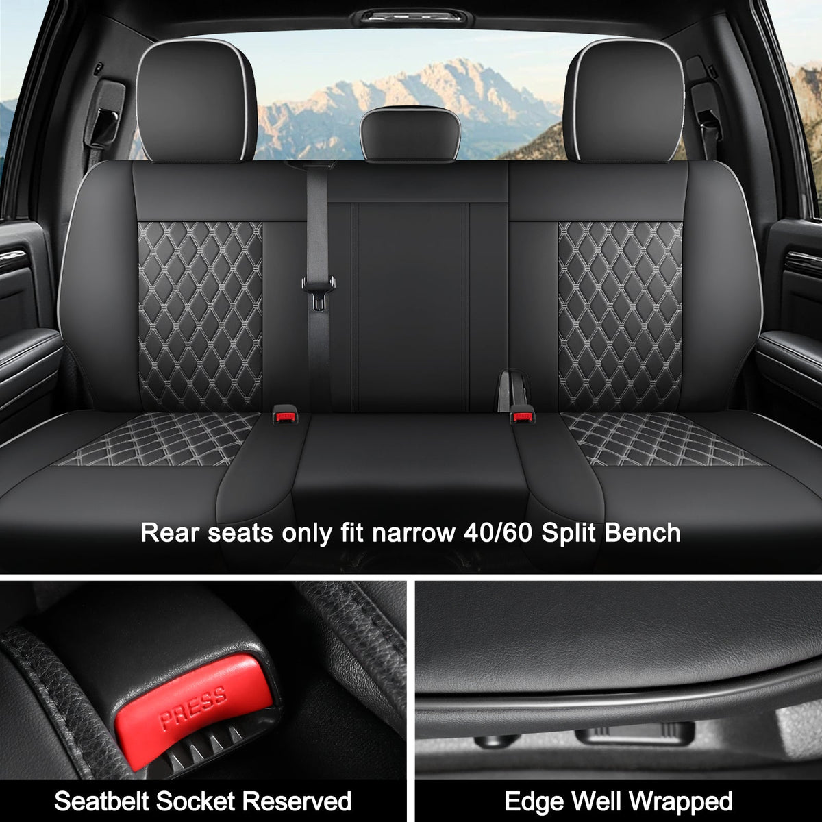 Umbrauto seat cover for Chevy Silverado/GMC Sierra 1500, gray Nappa leather, quilted panels on Tampa Home & Garden Store