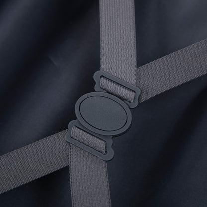 Luggage strap close-up gray nylon strap with plastic buckle on dark fabric on Tampa Home & Garden Store
