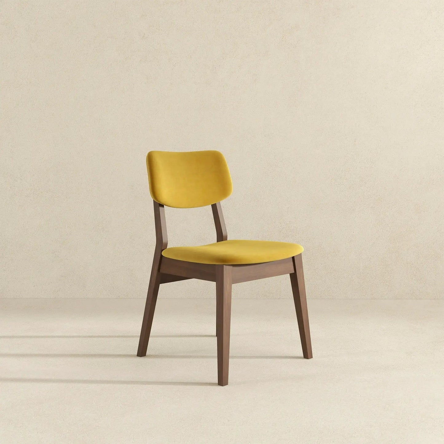 Carlos Solid Back Side Chair set of 2 chairs with yellow upholstered seats and dark brown legs on Tampa Home & Garden Store