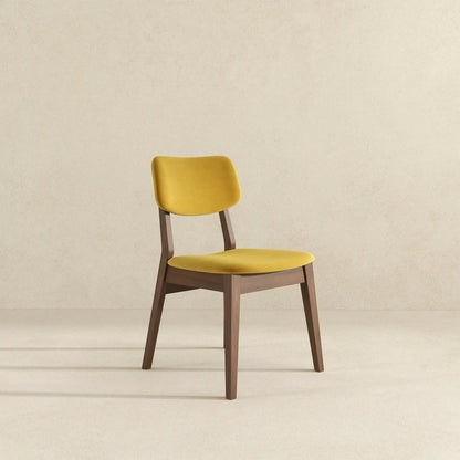 Carlos Solid Back Side Chair set of 2 chairs with yellow upholstered seats and dark brown legs on Tampa Home & Garden Store