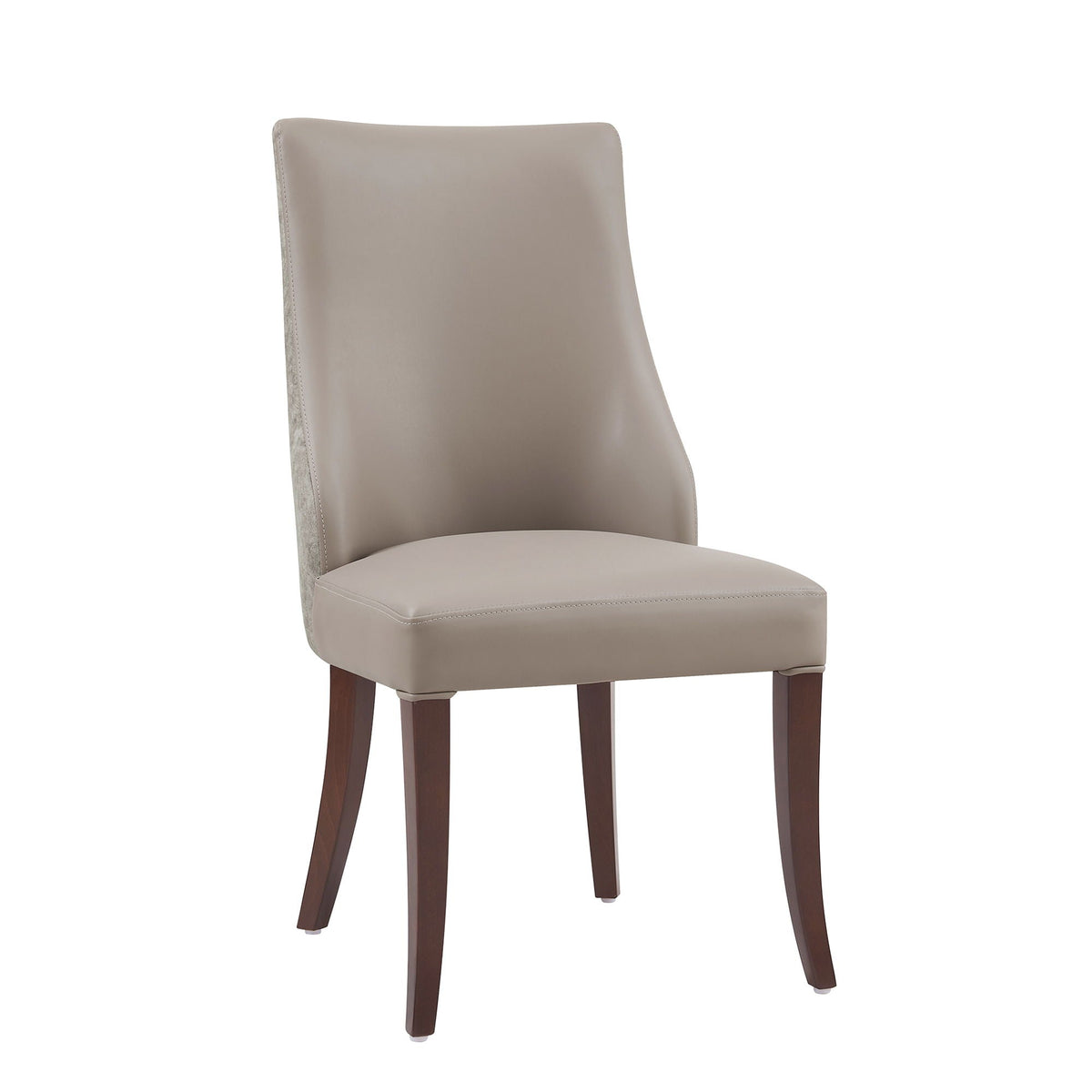 Modern dining chair set of 2 in gray upholstery with dark brown wooden legs on Tampa Home & Garden Store