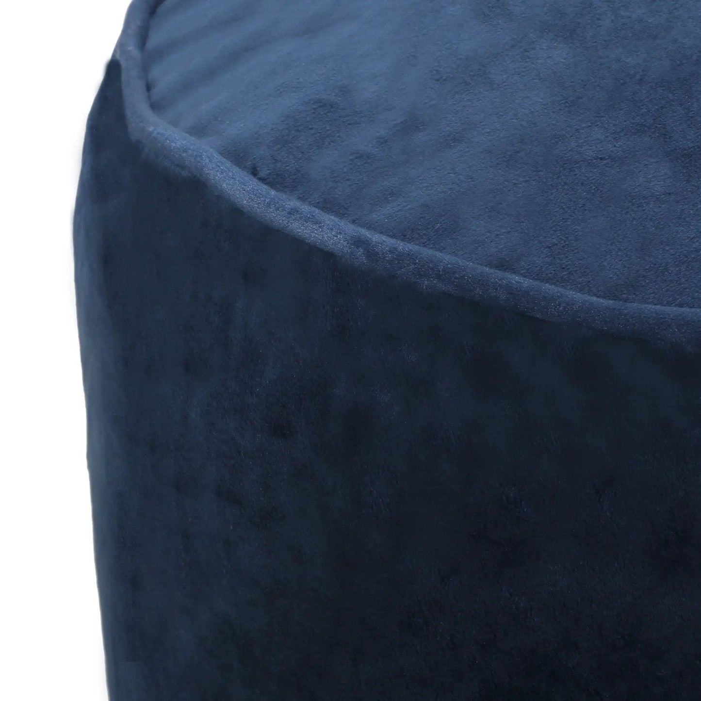 Shimon cylinder pouf ottoman blue velvet fabric texture visible Unique Piece Furniture on Tampa Home & Garden Store
