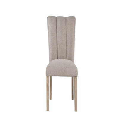 Sheena 5-Piece dining set with high-back upholstered chairs in beige fabric and wood legs on Tampa Home & Garden Store