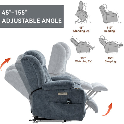Chenille and power lift recliner with heating