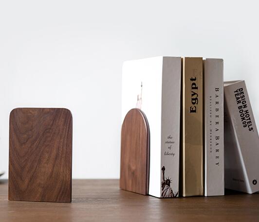 Solid beech wood book end natural wood walnut bookend home storage bookshelf decor bookstop natural wood crafts - Tampa Home & Garden Store