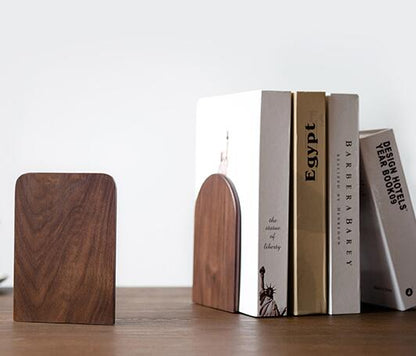 Solid beech wood book end natural wood walnut bookend home storage bookshelf decor bookstop natural wood crafts - Tampa Home & Garden Store