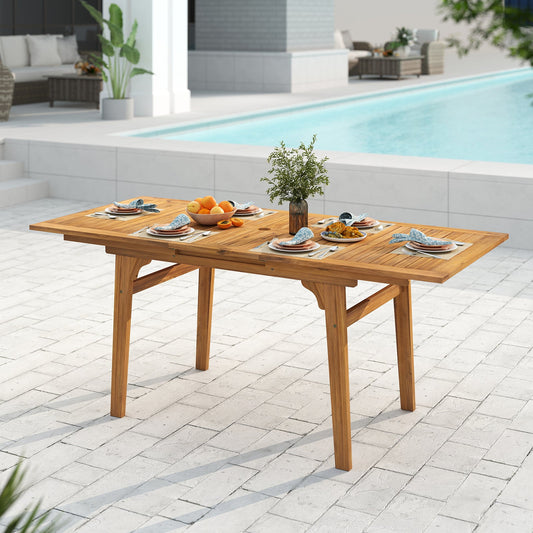 55 Inch Patio Dining Table Expandable for 6-8 People with Umbrella Hole - Tampa Home & Garden Store