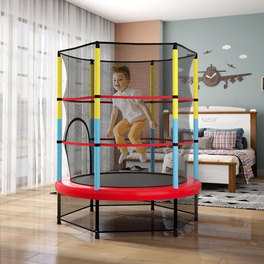 55 Inch Mini Trampoline for Kids with Safety Enclosure Net for Indoor Outdoor - Tampa Home & Garden Store