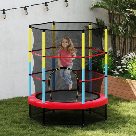 55 Inch Mini Trampoline for Kids with Safety Enclosure Net for Indoor Outdoor - Tampa Home & Garden Store