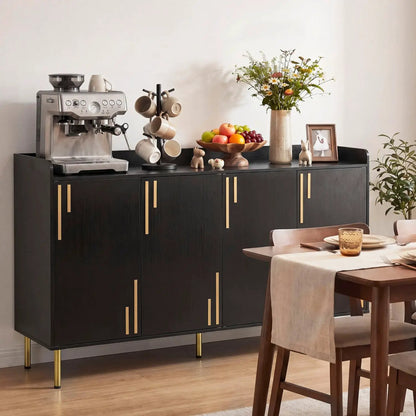 55 Inch Buffet Cabinet 4 Doors and Metal Legs