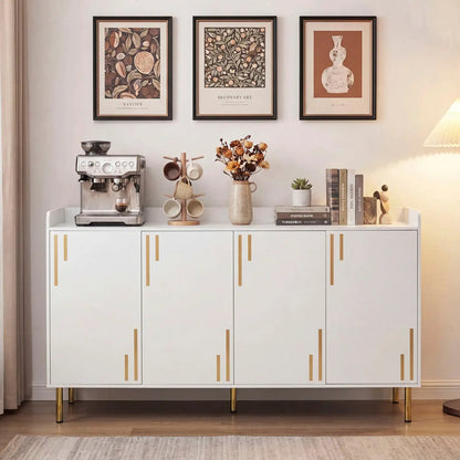 55 Inch Buffet Cabinet 4 Doors and Metal Legs