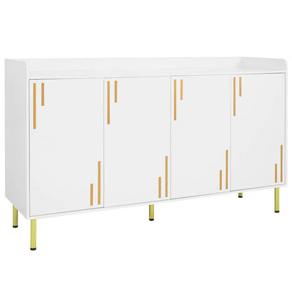55 Inch Buffet Cabinet 4 Doors and Metal Legs