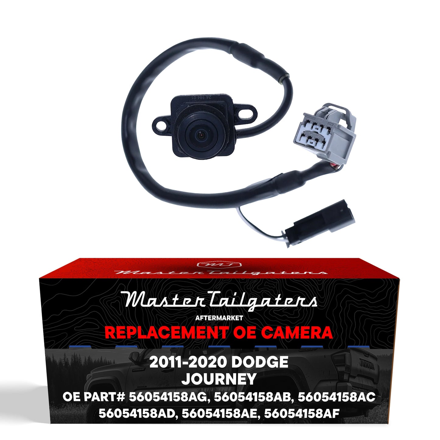 Master Tailgaters OE Dodge Journey backup camera with wiring harness and gray connector on Tampa Home & Garden Store