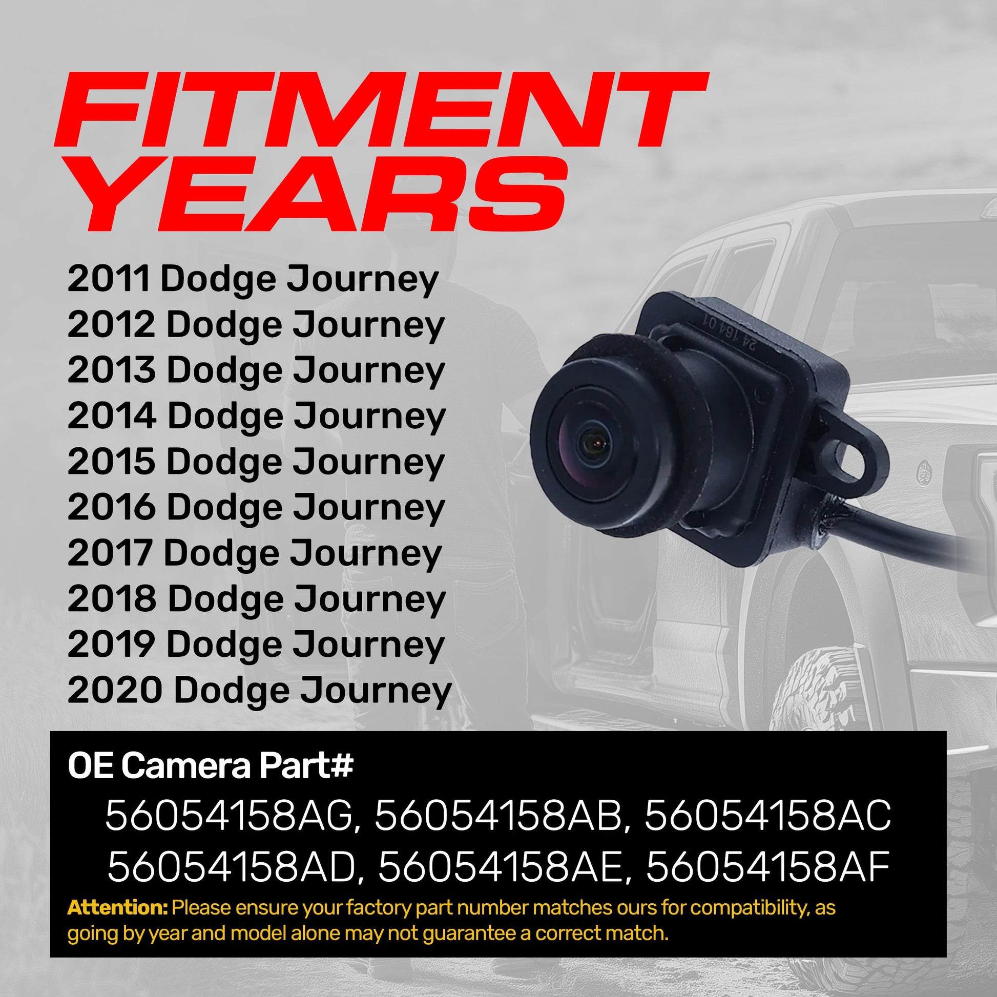 Dodge Journey OEM Backup Camera by Master Tailgaters, OE Part # 56054158AB/AC/AD/AE/AF/AG on Tampa Home & Garden Store