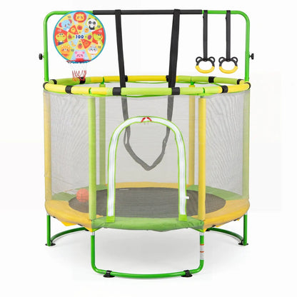 55 Inch Kids Trampoline With Adjustable Bar Hoop