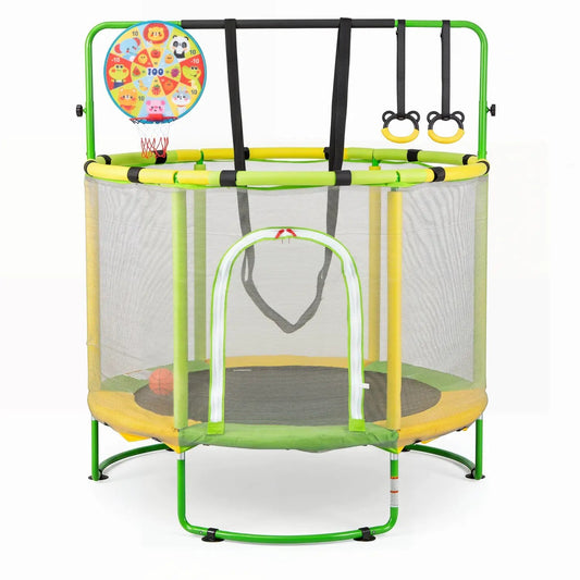 55-inch kids trampoline with adjustable gymnastics bar and hoop DirectDeals green frame on Tampa Home & Garden Store