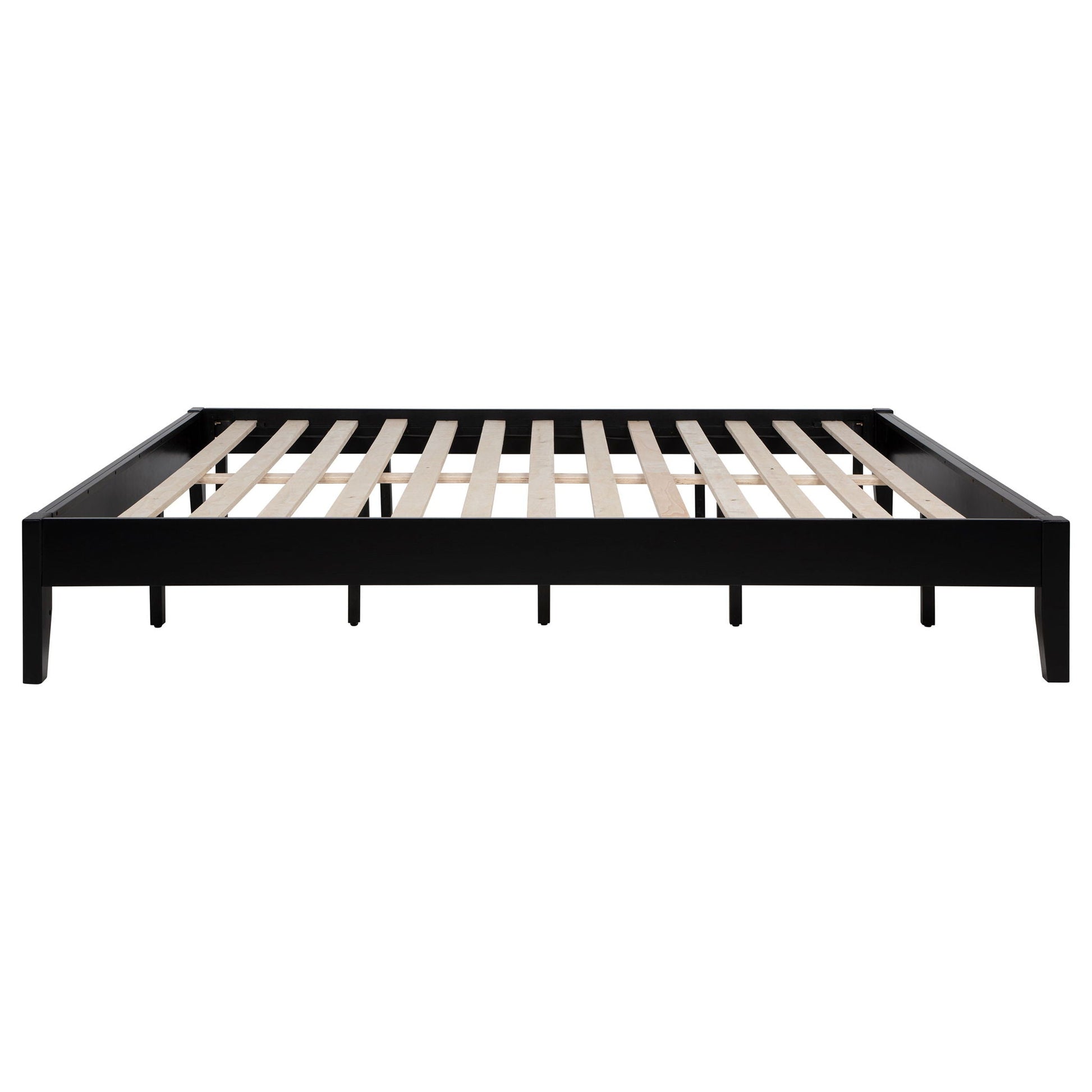 Hounslow platform bed in black metal frame with natural wood slats by HouseOfZazla on Tampa Home & Garden Store