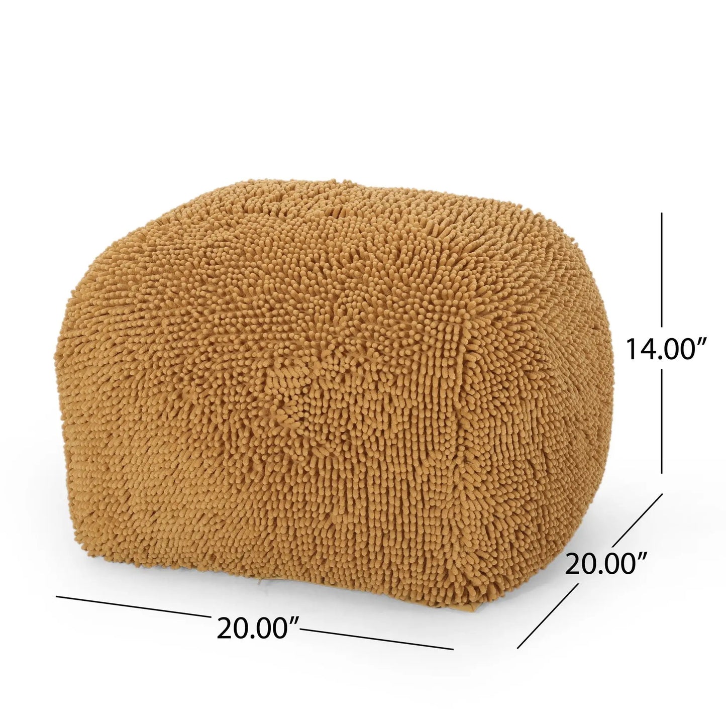 Spongy Square Pouf Soft Seating in tan plush looped texture, 20 inch diameter on Tampa Home & Garden Store