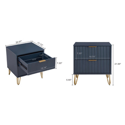 Dumbo Nightstand with 2 drawers and fluted fronts in navy blue by HouseOfZazla on Tampa Home & Garden Store