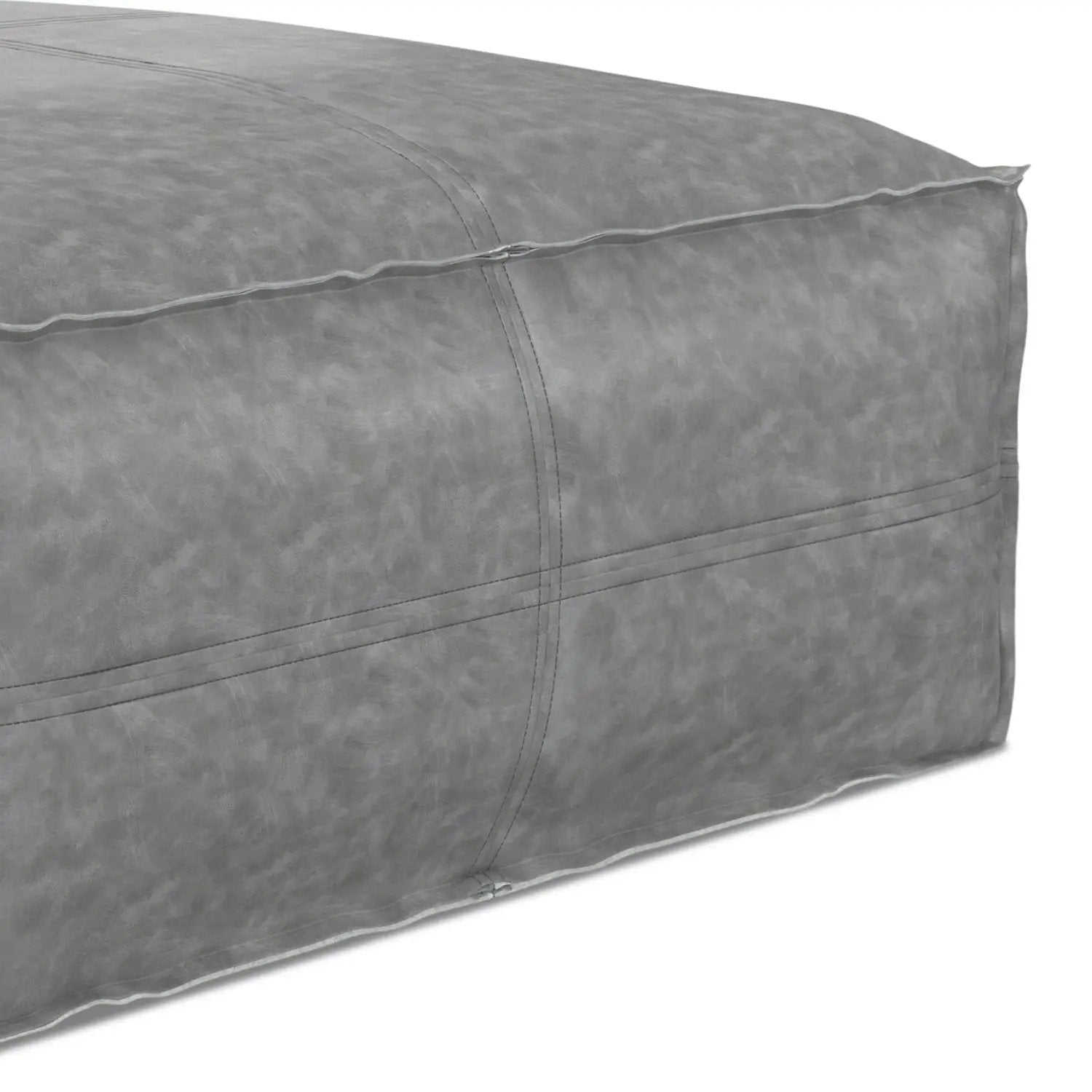 Brody large square coffee pouf in grey faux suede with stitched seams Unique Piece Furniture on Tampa Home & Garden Store