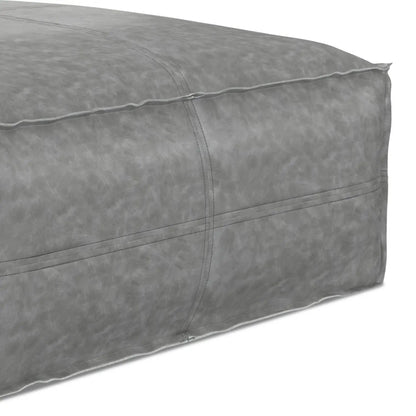 Brody large square coffee pouf in grey faux suede with stitched seams Unique Piece Furniture on Tampa Home & Garden Store