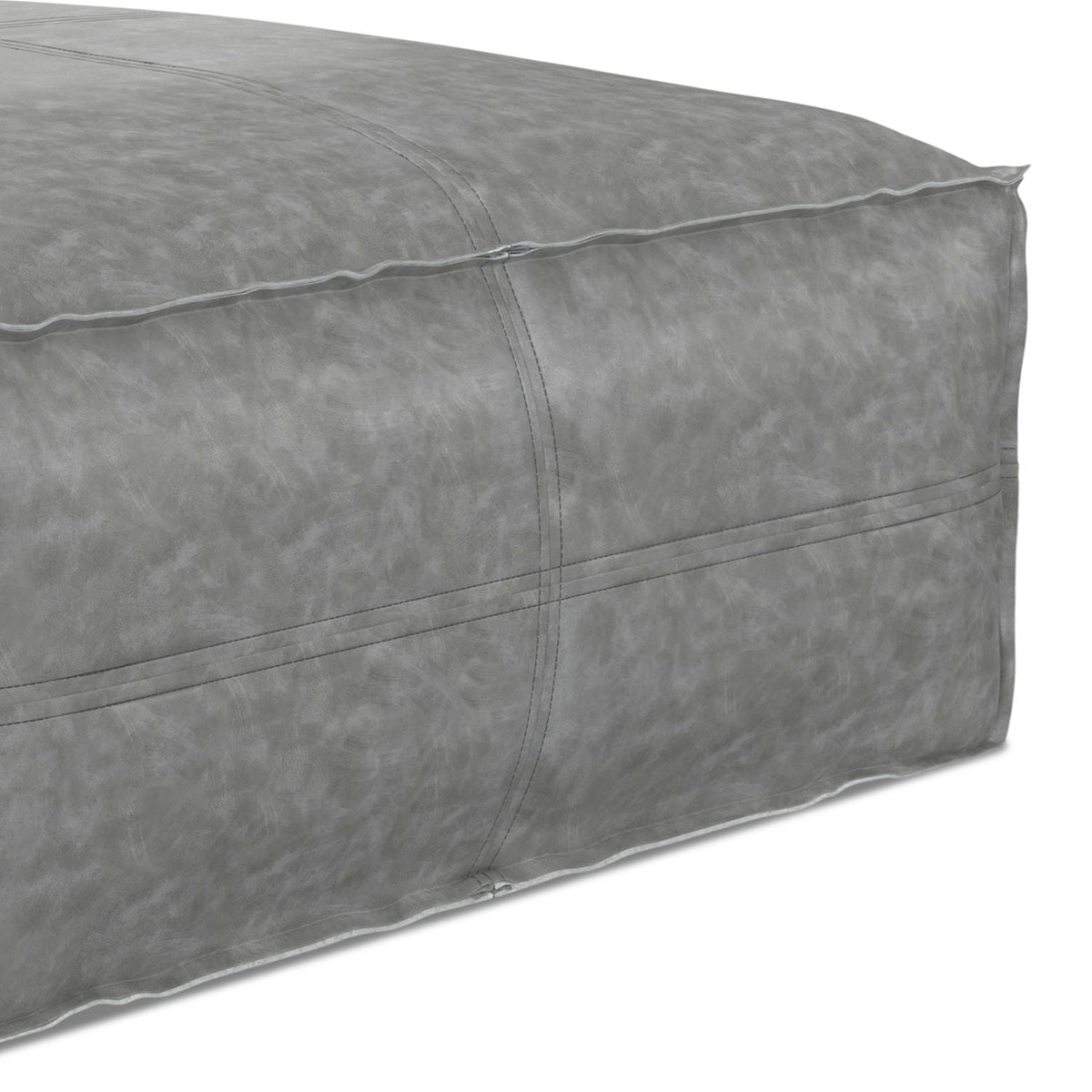 Large square coffee table pouf with vegan cover in gray faux leather by HouseOfZazla on Tampa Home & Garden Store