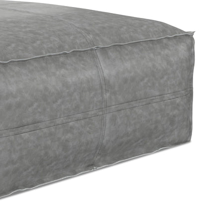 Large square coffee table pouf with vegan cover in gray faux leather by HouseOfZazla on Tampa Home & Garden Store