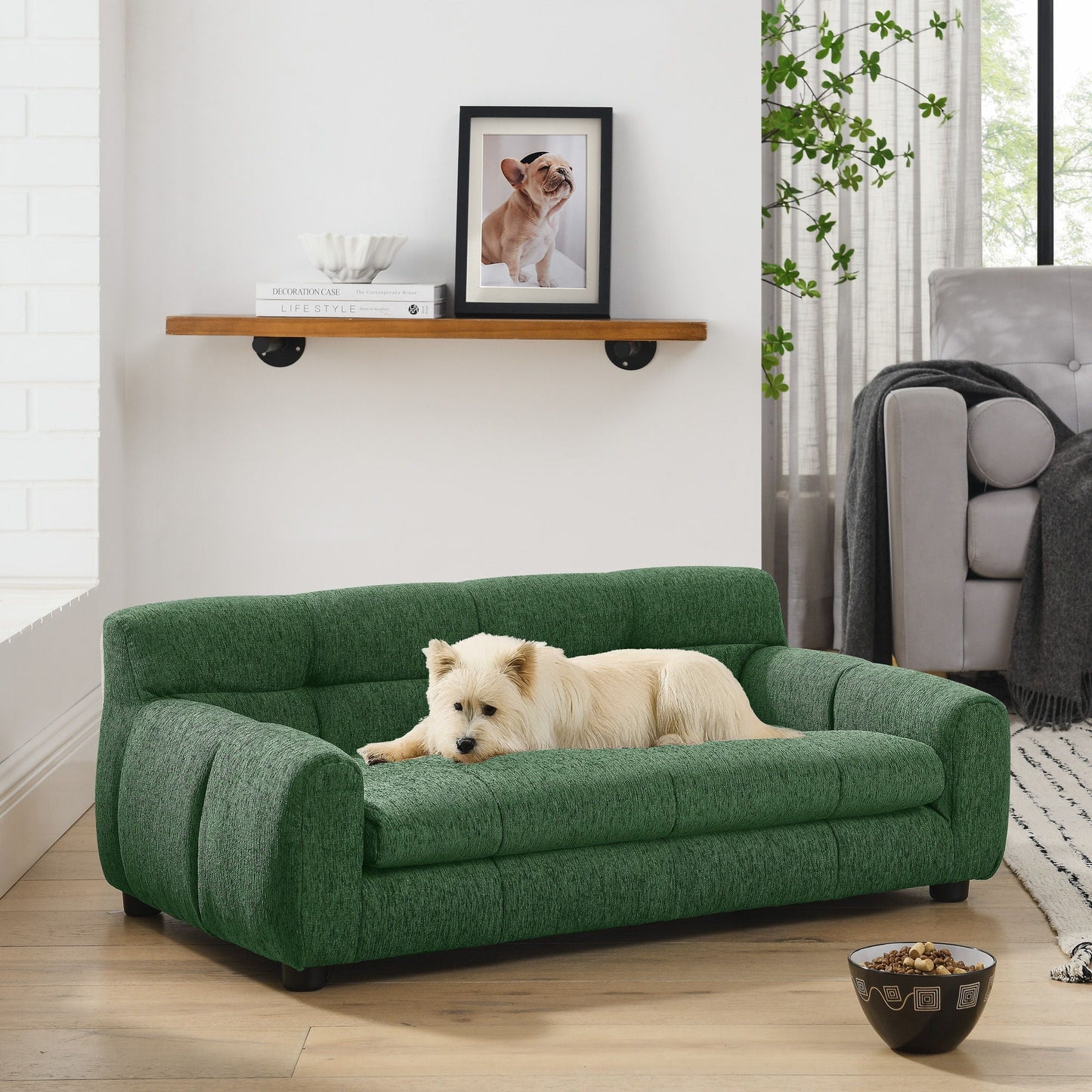 Green modern pet sofa dog bed with backrest and armrests, HouseOfZazla on Tampa Home & Garden Store