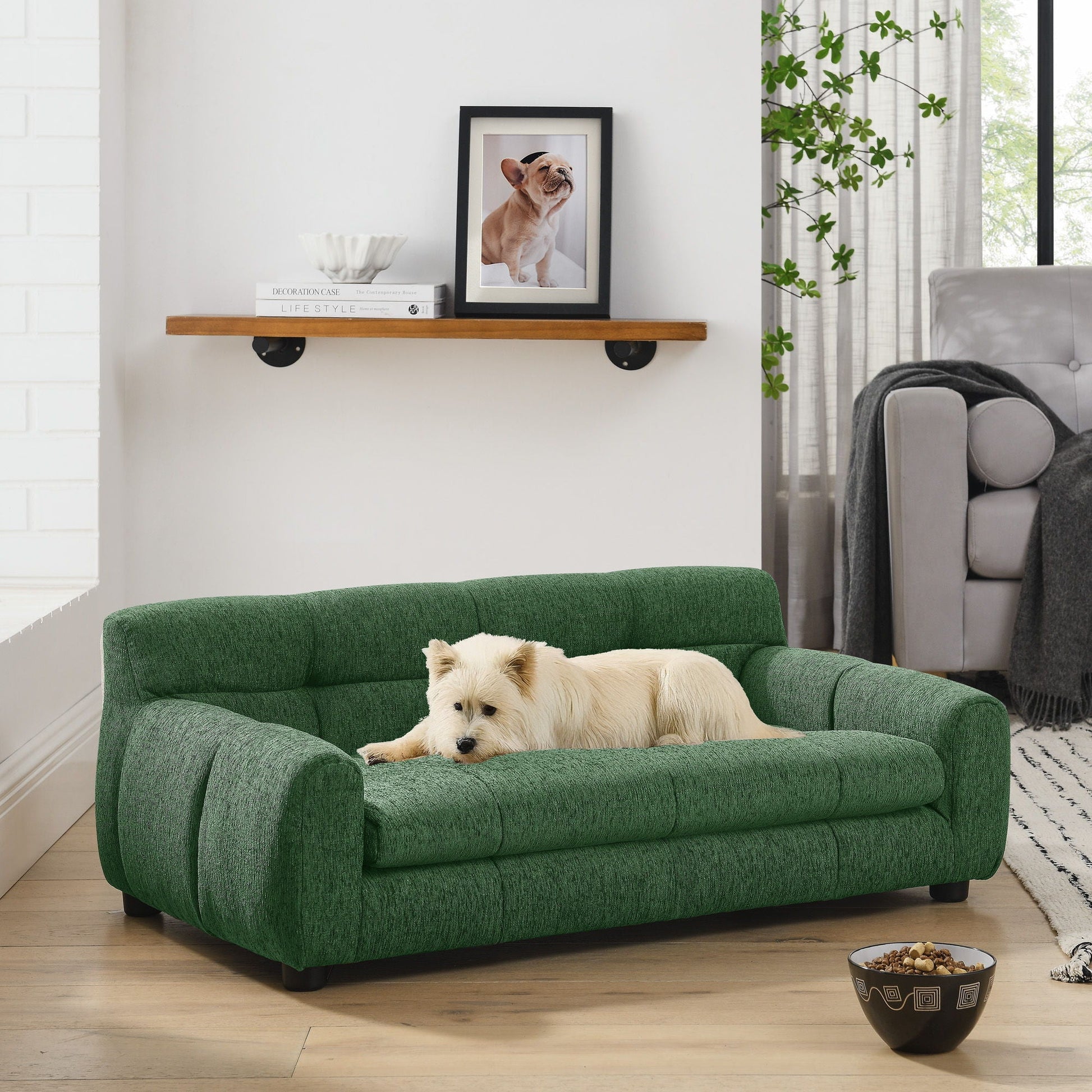 Green modern pet sofa dog bed with backrest and armrests, HouseOfZazla on Tampa Home & Garden Store