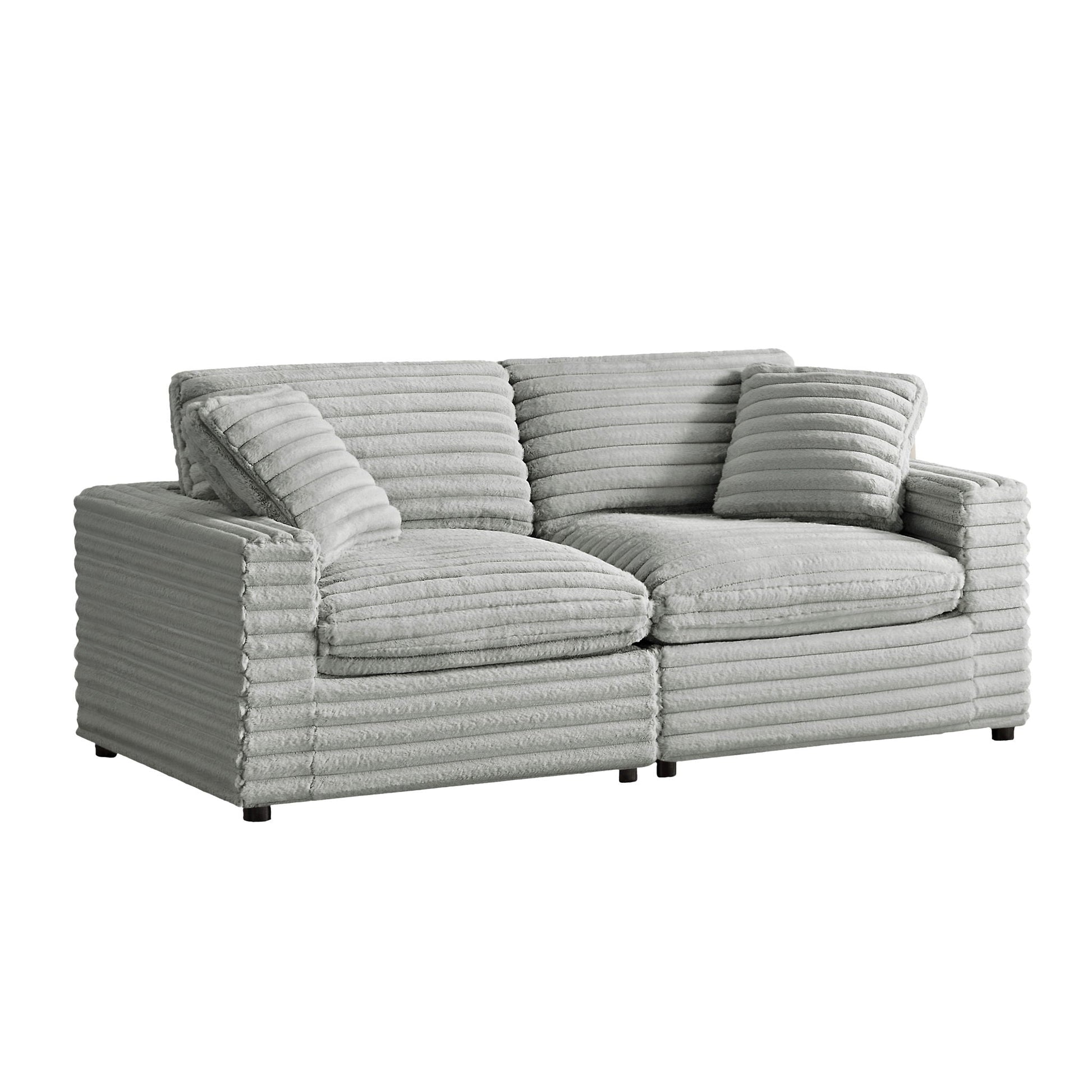 Jenny 2-Piece Sofa Sectional gray ribbed fabric on Tampa Home & Garden Store